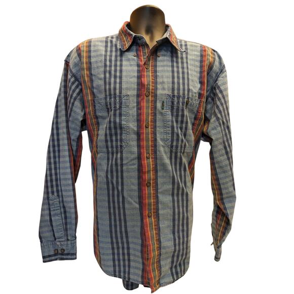 Colours by Alexander Julian Shirt Mens XL Plaid Cotton Long Sleeve Vintage Style - Picture 6 of 13